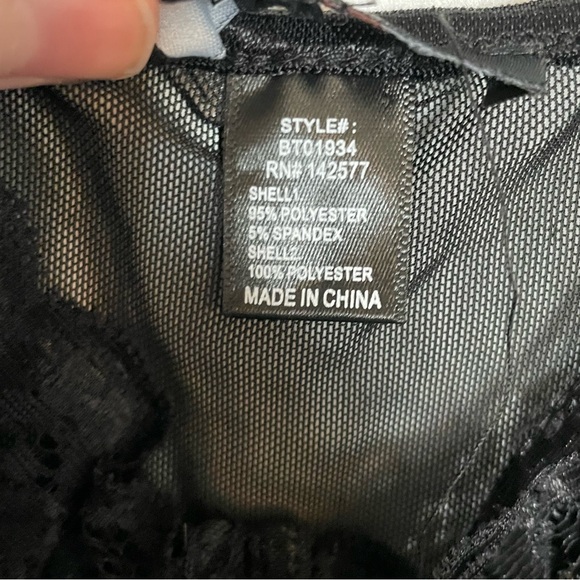 Sheer Mesh Corset Style Black Lacy Lingerie Cropped Bra Top with a Lacy Trim! - Picture 4 of 5